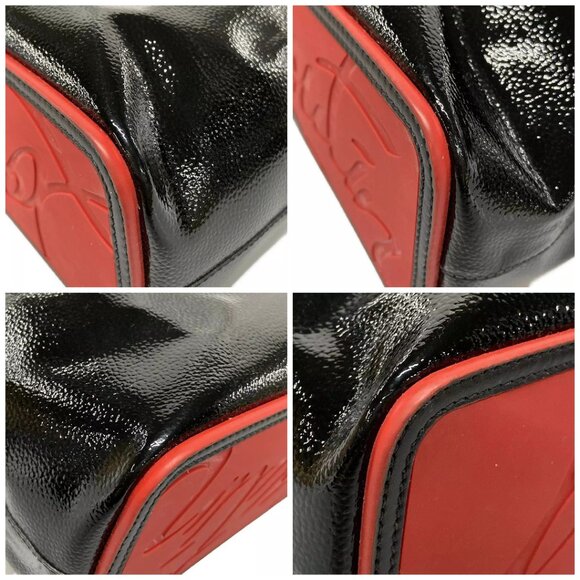 Auth CHRISTIAN LOUBOUTIN Cabata Small - Black Red Patent Leather Leather - Picture 14 of 15